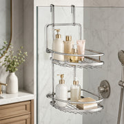 2-Tier Hanging Steel Bathroom Organizer Shower Caddy - Silver