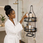 Hanging Iron Bathroom Storage Rack 2-Tier with Soap Holder - Black