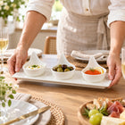 4-Piece White Porcelain Condiment Serving Set