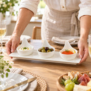 4-Piece White Porcelain Condiment Serving Set