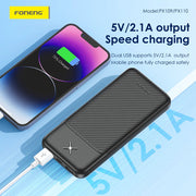 FONENG 10000mAh 2.1A Dual-Output Power Bank