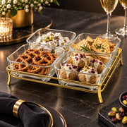 5-Piece Glass Serving Bowl Set with Metal Stand - 280ml