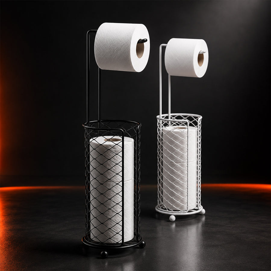 Freestanding Toilet Paper Holder with Storage Basket