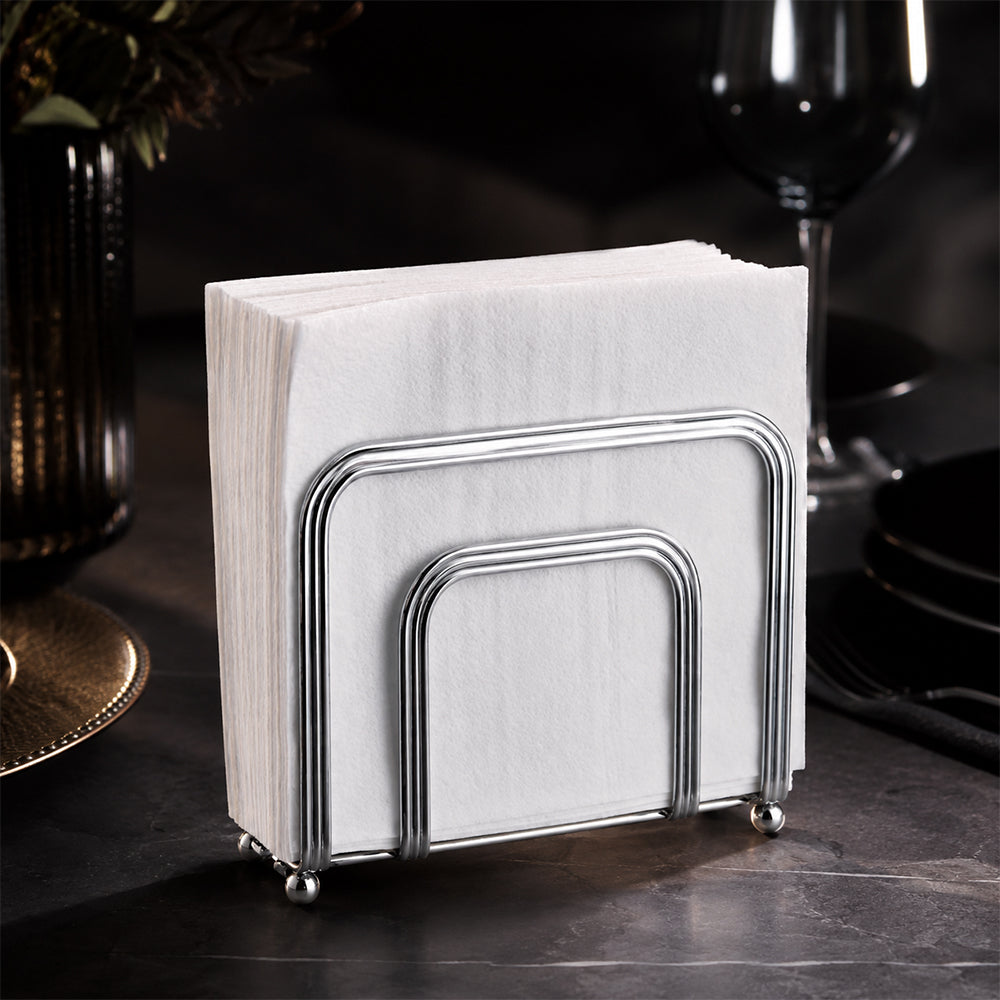 Silver Metal Napkin Holder for Kitchen Counter & Dining Table