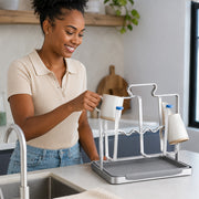 Stainless Steel Cup Drying Rack with Drip Tray for Kitchen Counter