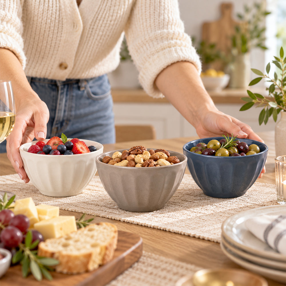 3-Piece Mix & Match Ceramic Bowl Set - 4.25 Inch