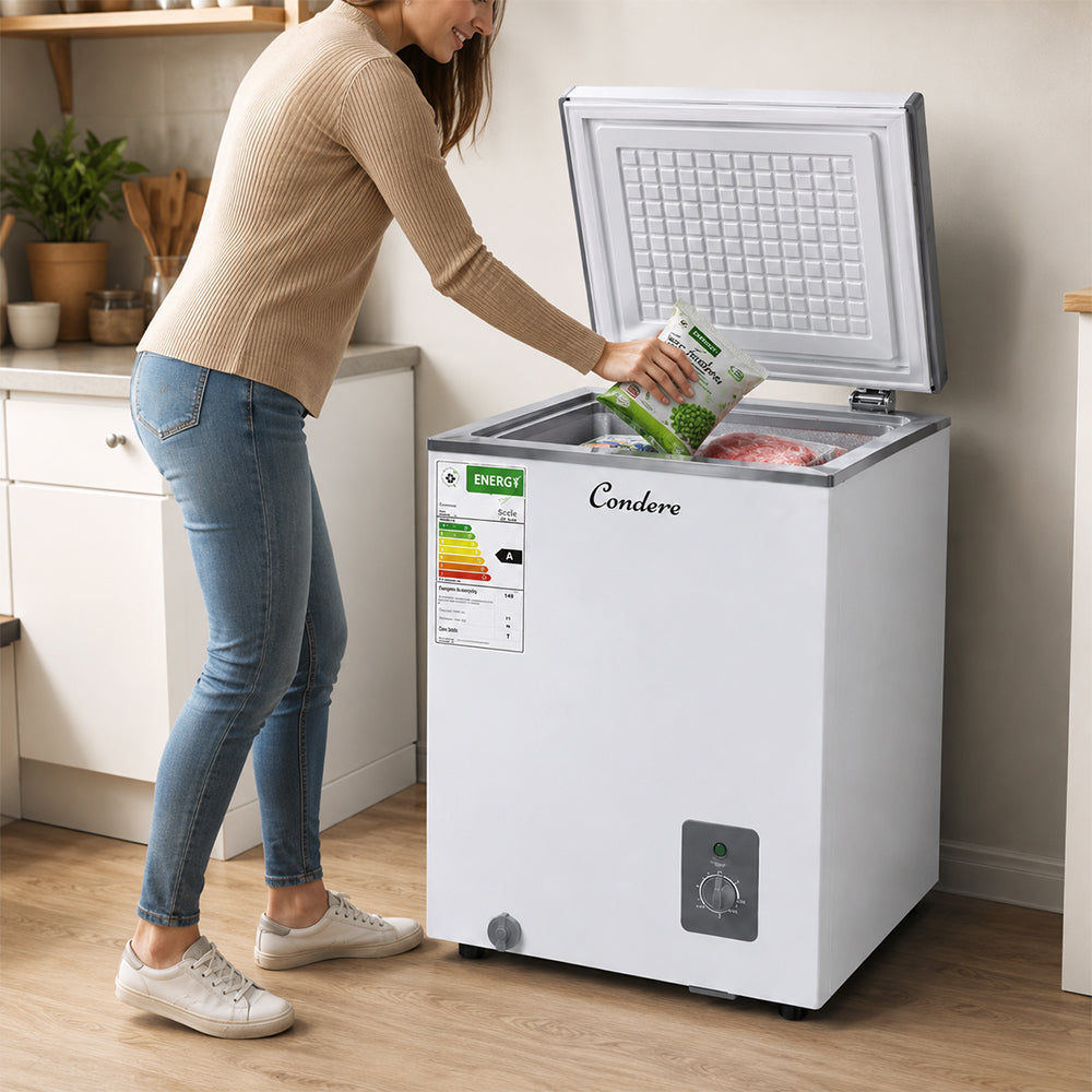 Condere 55L Compact Chest Freezer with Top-Opening Lid - White