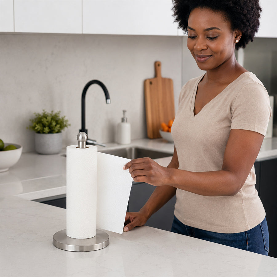Stainless Steel Countertop Paper Towel Holder with Round Base