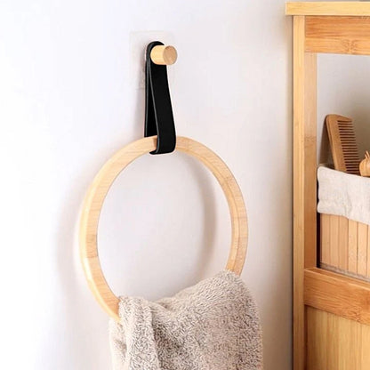 Bamboo Towel Holder – Self-Adhesive Circular Bathroom Rack
