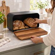Stainless Steel Bread Bin with Wooden Lid 35.4cm