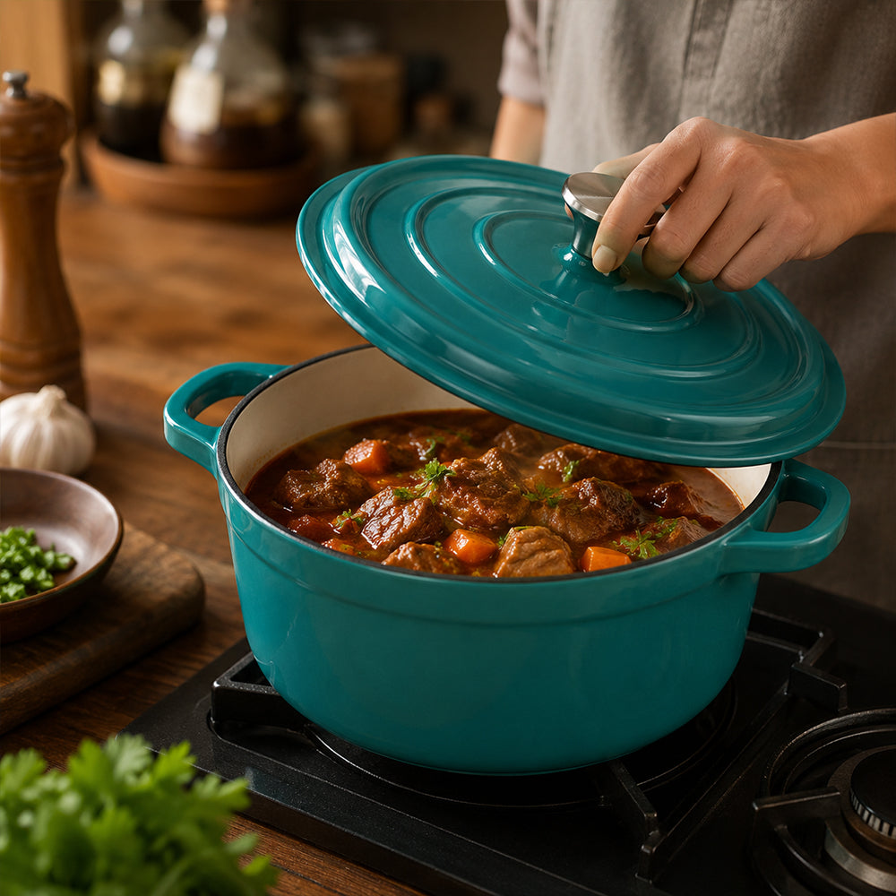 Condere 22cm Teal Enamel Cast Iron Pot with Lid