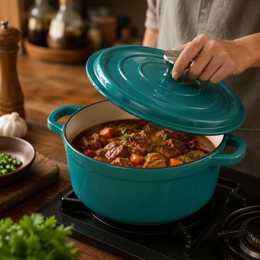 Condere 22cm Teal Enamel Cast Iron Pot with Lid