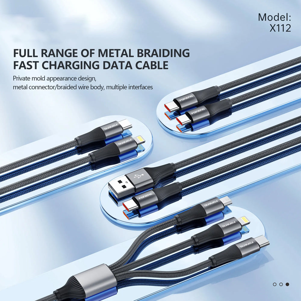 FONENG X112 1m Metal Head Braided Fast Charging Cable 60W / PD27W