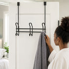 3 Double Hooks Over-the-Door Iron Hanger Rack - Black