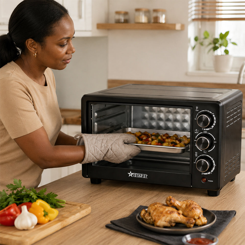 iStar-ST 56L Toaster Oven with Adjustable Temperature Control - Black
