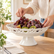 White Porcelain Pedestal Fruit Tray - 12 Inch