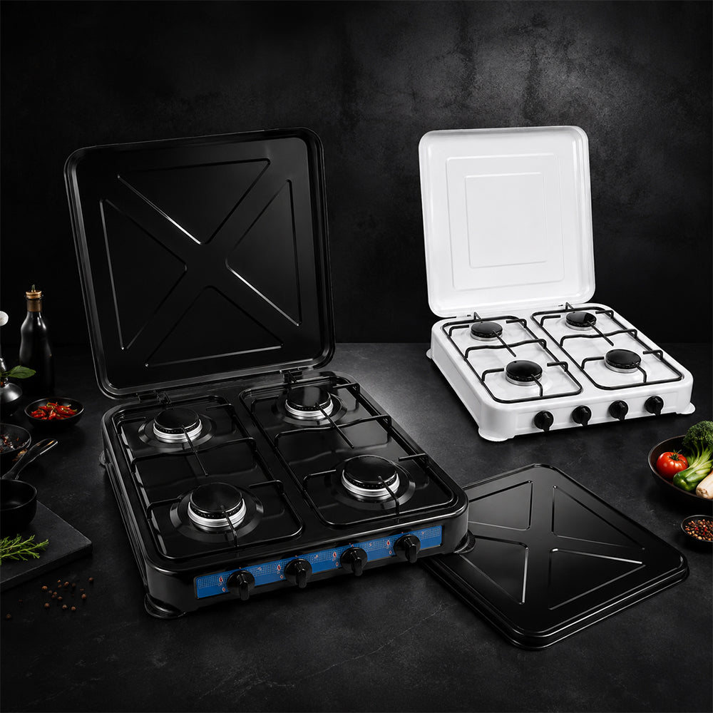 AURIF 4-Burner Steel Table Top Gas Cooker with Adjustable Knobs