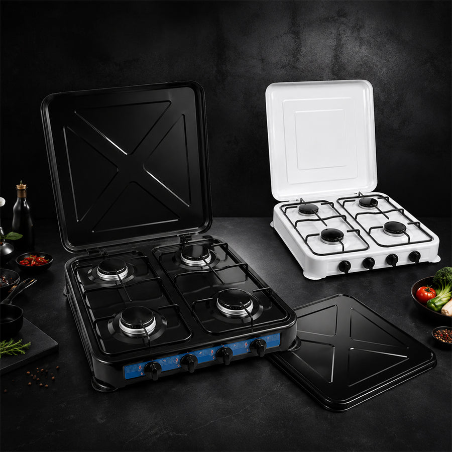 AURIF 4-Burner Steel Table Top Gas Cooker with Adjustable Knobs