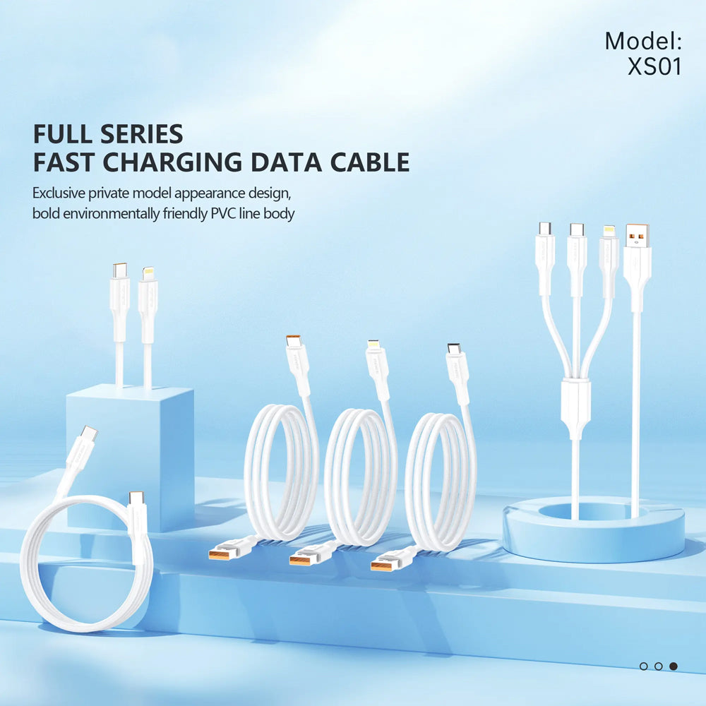 FONENG XS01 1m 27W Fast Charging Cable – Type-C / Lightning / Micro