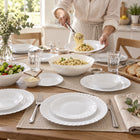 18-Piece White Opal Glass Dinnerware Set