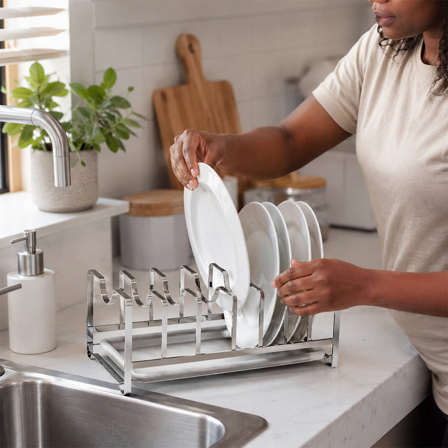 Compact Stainless Steel Dish Drying Rack for Plates
