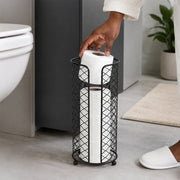 Freestanding Toilet Paper Roll Holder with Storage Stand - Black