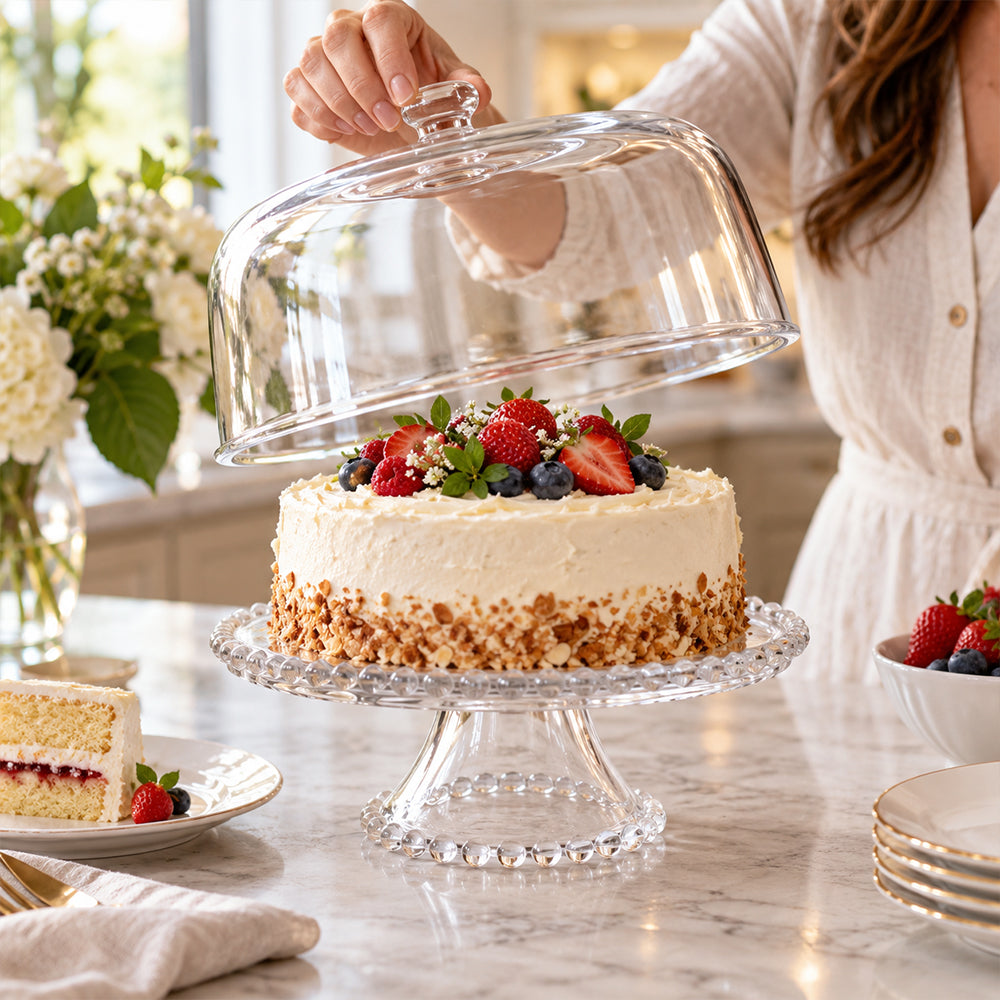 Glass Cake Stand with Dome - 31.4cm