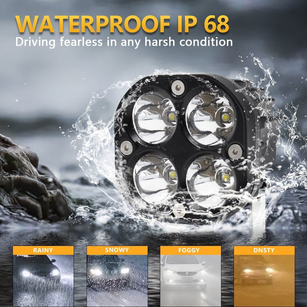 40W LED Square Driving Lights – Set of 2