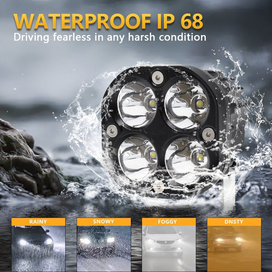 40W LED Square Driving Lights – Set of 2