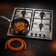 XMY 4-Burner Stainless Steel Built-In LPG Gas Hob