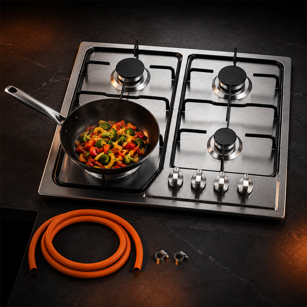 XMY 4-Burner Stainless Steel Built-In LPG Gas Hob