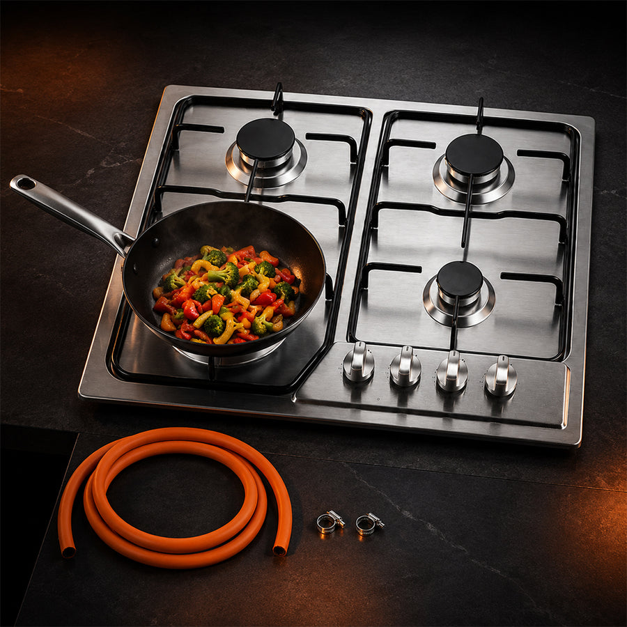 XMY 4-Burner Stainless Steel Built-In LPG Gas Hob