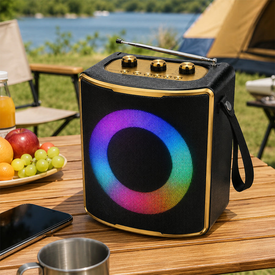 Solar Rechargeable Bluetooth Speaker with RGB Light & FM Radio