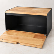 Stainless Steel Bread Bin with Wooden Lid 35.6cm