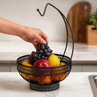 Decorative Countertop Fruit Basket with Banana Hanger - Black