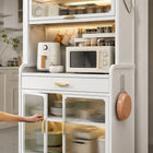 5 Layers Kitchen Pantry Cabinet with Microwave Shelf, Drawer & Fluted Doors - 70cm