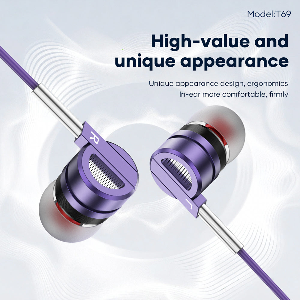 FONENG T66 Half In-Ear Wired Earphones with Microphone