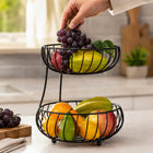 2-Tier Round Fruit Basket Stand for Kitchen Countertop - Black