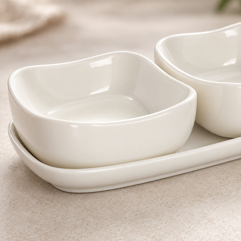 3-Piece White Porcelain Serving Tray Set
