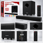 Finnteck Wireless Bluetooth Soundbar with Subwoofer