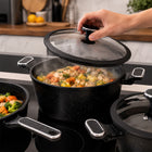 10 Pieces Premium Speckled Non-Stick Cookware Set with Glass Lids - Black