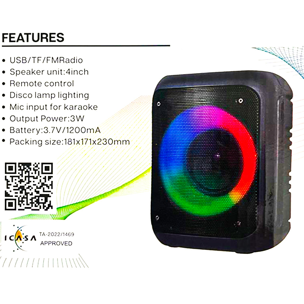 Ecco Portable 4-Inch Rechargeable Speaker MV9165