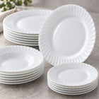 18-Piece White Opal Glass Dinnerware Set