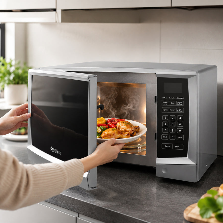 iStar-ST 30L Digital Microwave Oven 900W with Defrost Function - Silver & Black