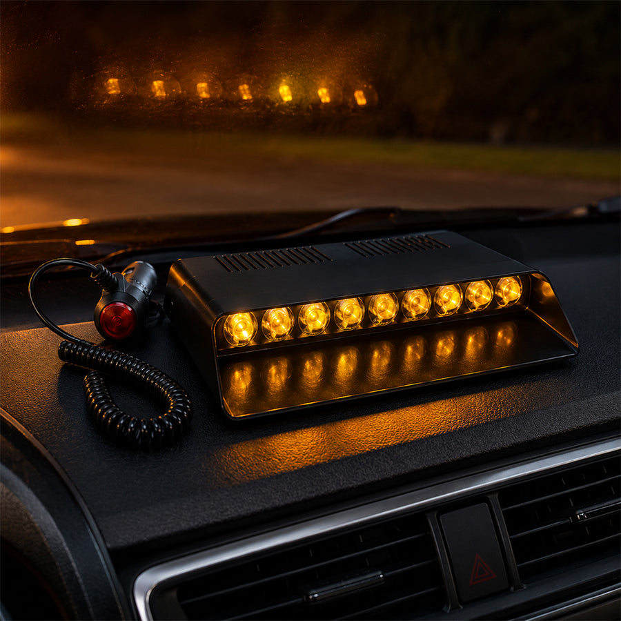 Multifunctional LED Dashboard Strobe Warning Light for Cars - Black