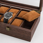 10-Slot Wooden Watch Storage Box with Glass Display Lid