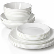 24-Piece White Opal Glass Dinnerware