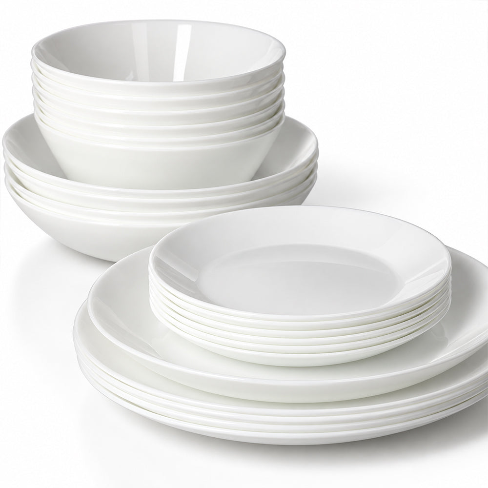 24-Piece White Opal Glass Dinnerware