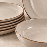 18-Piece Natural Speckled Porcelain Dinnerware Set
