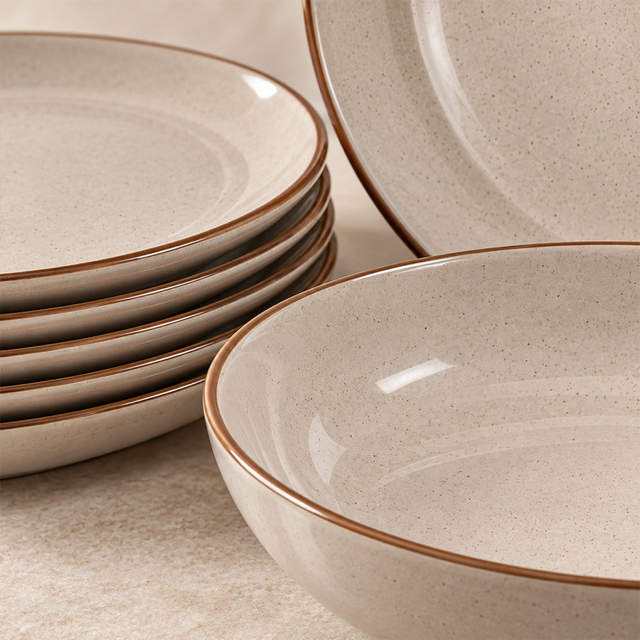 18-Piece Natural Speckled Porcelain Dinnerware Set